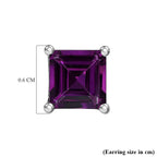Rhodolite Garnet Solitaire Stud Push Post Earring in Platinum Overlay Sterling Silver 1.56 Ct.