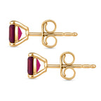 Rhodolite Garnet Solitaire Stud Push Post Earring in Yellow Gold Plated Sterling Silver 1.43 Ct.