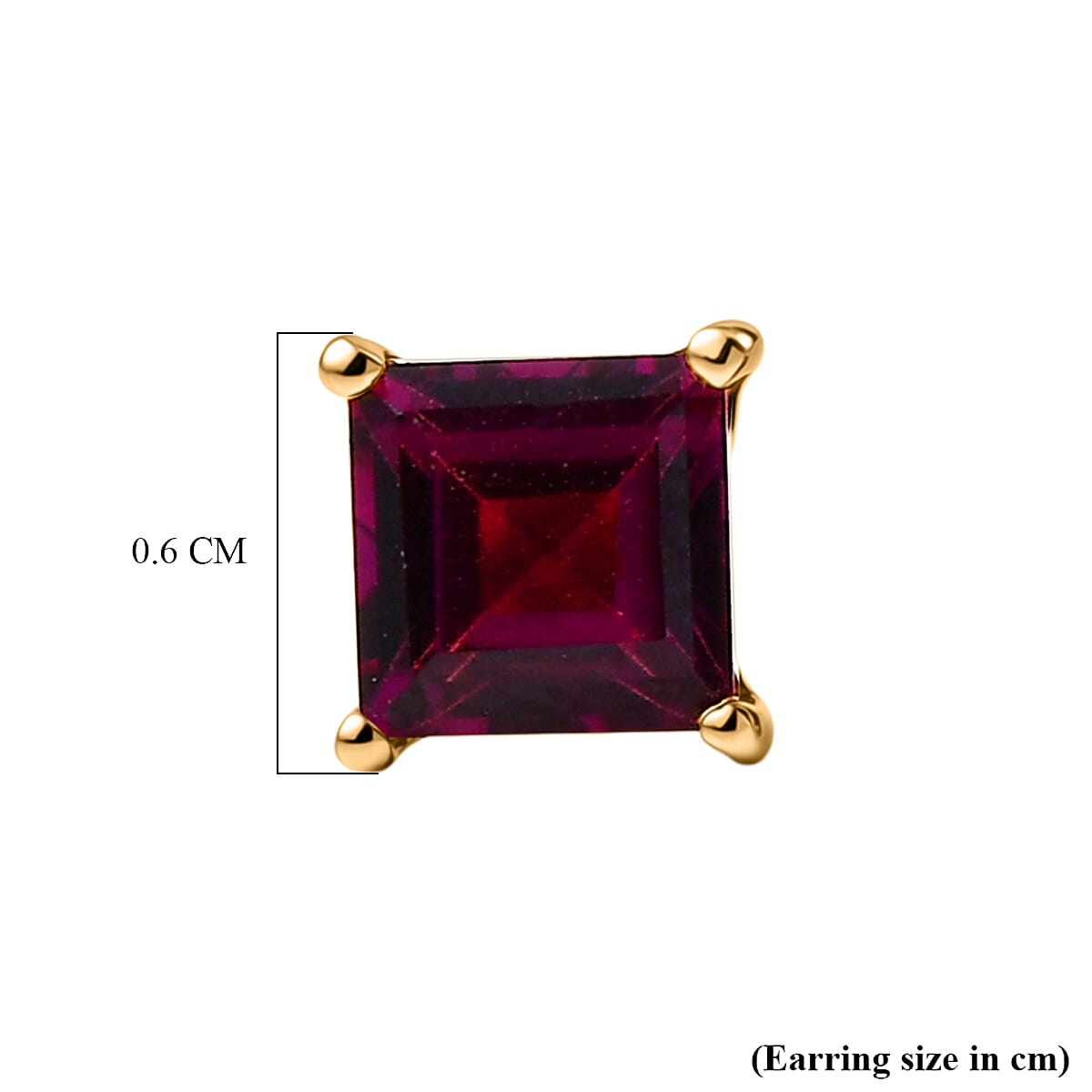 Rhodolite Garnet Solitaire Stud Push Post Earring in Yellow Gold Plated Sterling Silver 1.43 Ct. 8500488 5