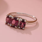 Rhodolite Garnet Trilogy Ring in Sterling Silver 2.05 Ct.