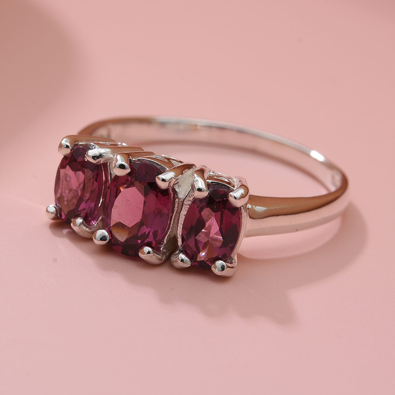 Rhodolite Garnet Trilogy Ring in Sterling Silver 2.05 Ct. 7000201 1