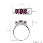 Rhodolite Garnet Trilogy Ring in Sterling Silver 2.05 Ct.