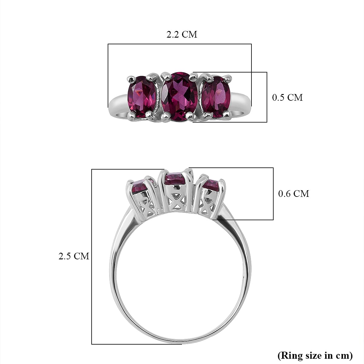 Rhodolite Garnet Trilogy Ring in Sterling Silver 2.05 Ct. 7000201 5