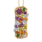 GP Italian Garden Collection - Rhodolite Garnet & Multi Gemstone Pendant with Chain (Size 20) in Platinum & 18K Gold Vermeil Plated Sterling Silver 4.05 Ct