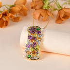 GP Italian Garden Collection - Rhodolite Garnet & Multi Gemstone Pendant with Chain (Size 20) in Platinum & 18K Gold Vermeil Plated Sterling Silver 4.05 Ct