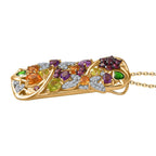 GP Italian Garden Collection - Rhodolite Garnet & Multi Gemstone Pendant with Chain (Size 20) in Platinum & 18K Gold Vermeil Plated Sterling Silver 4.05 Ct