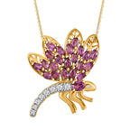 GP Italian Garden Collection - Rhodolite Garnet, White Zircon & Blue Sapphire Pendant with Chain (Size - 20) in 18K Vermeil Yellow Gold Plated Sterling Silver 2.09 Ct.