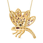 GP Italian Garden Collection - Rhodolite Garnet, White Zircon & Blue Sapphire Pendant with Chain (Size - 20) in 18K Vermeil Yellow Gold Plated Sterling Silver 2.09 Ct.
