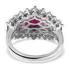 Rhodolite Garnet & Natural Zircon Cluster Ring in Platinum Overlay Sterling Silver 5.05 Ct.