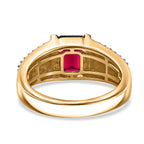 Rhodolite Garnet & White Zircon Ring in 18K Vermeil Yellow Gold Plated Sterling Silver 2.26 Ct.
