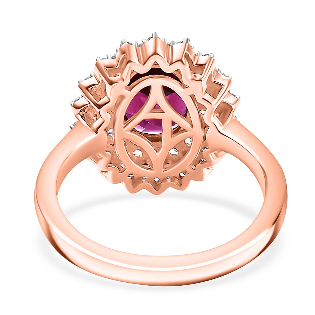 Rhodolite Garnet and White Zircon Halo Ring in 18K Rose Gold Vermeil Plated Sterling Silver 8030295 5