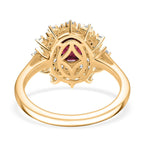 Natural Rhodolite Garnet & White Zircon Ring in 18K Vermeil Yellow Gold Plated Sterling Silver 2.30 Ct.