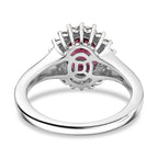 D'Joy Rhodolite Garnet & White Zircon Halo Ring in Platinum Overlay Sterling Silver 2.73 Ct.