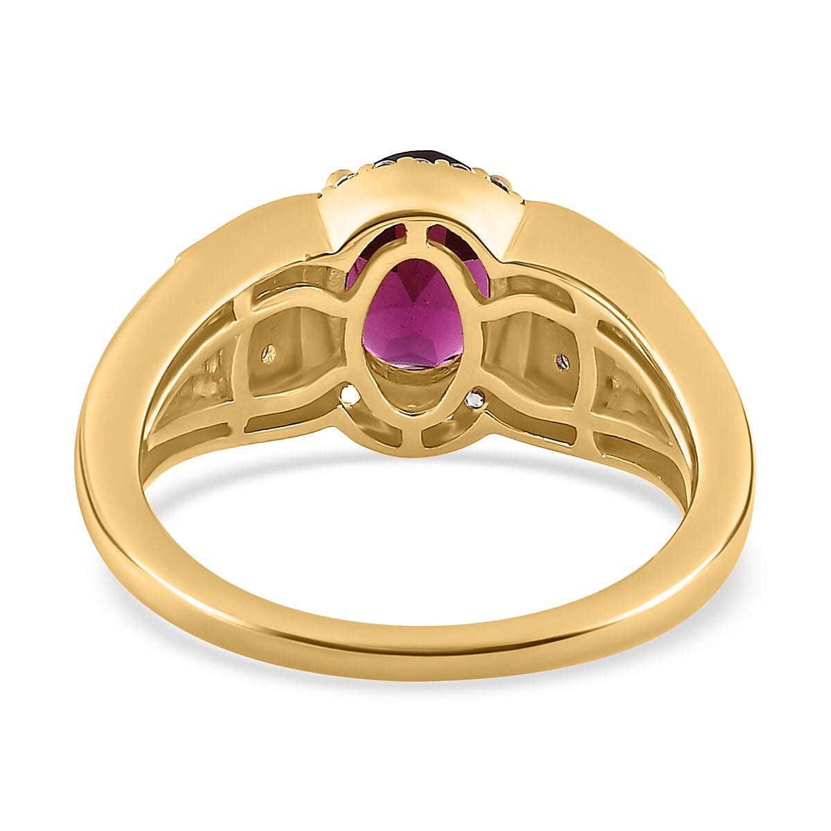 Rhodolite Garnet &amp; Natural Zircon Ring in 18K Yellow Gold Vermeil Plated Sterling Silver 1.78 Ct. 7686747 4
