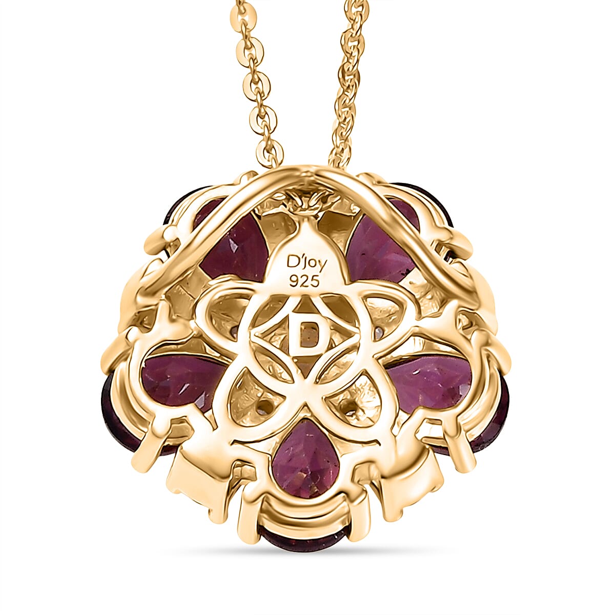 D'Joy Orissa Natural Rhodolite Garnet &amp; White Zircon Pendant with Chain (Size 20) in Yellow Gold Plated Sterling Silver 3.15 Ct. 4446489 5
