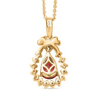 D'Joy Orissa Natural Rhodolite Garnet &  White Zircon Pendant with Chain (Size 20) in Yellow Gold Plated Sterling Silver 1.23 Ct.