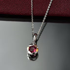 Djoy Orissa Rhodolite Garnet & White Zircon Pendant with Chain (Size 20) in Tri Colour Plating Sterling Silver