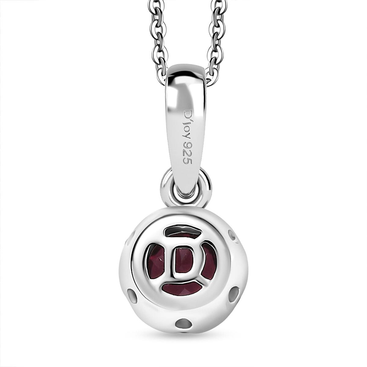 D'Joy Orissa Rhodolite Garnet, White Zircon Solitaire Pendant with Chain (Size 20) in Tri Colour Plated Sterling Silver 4405555 5