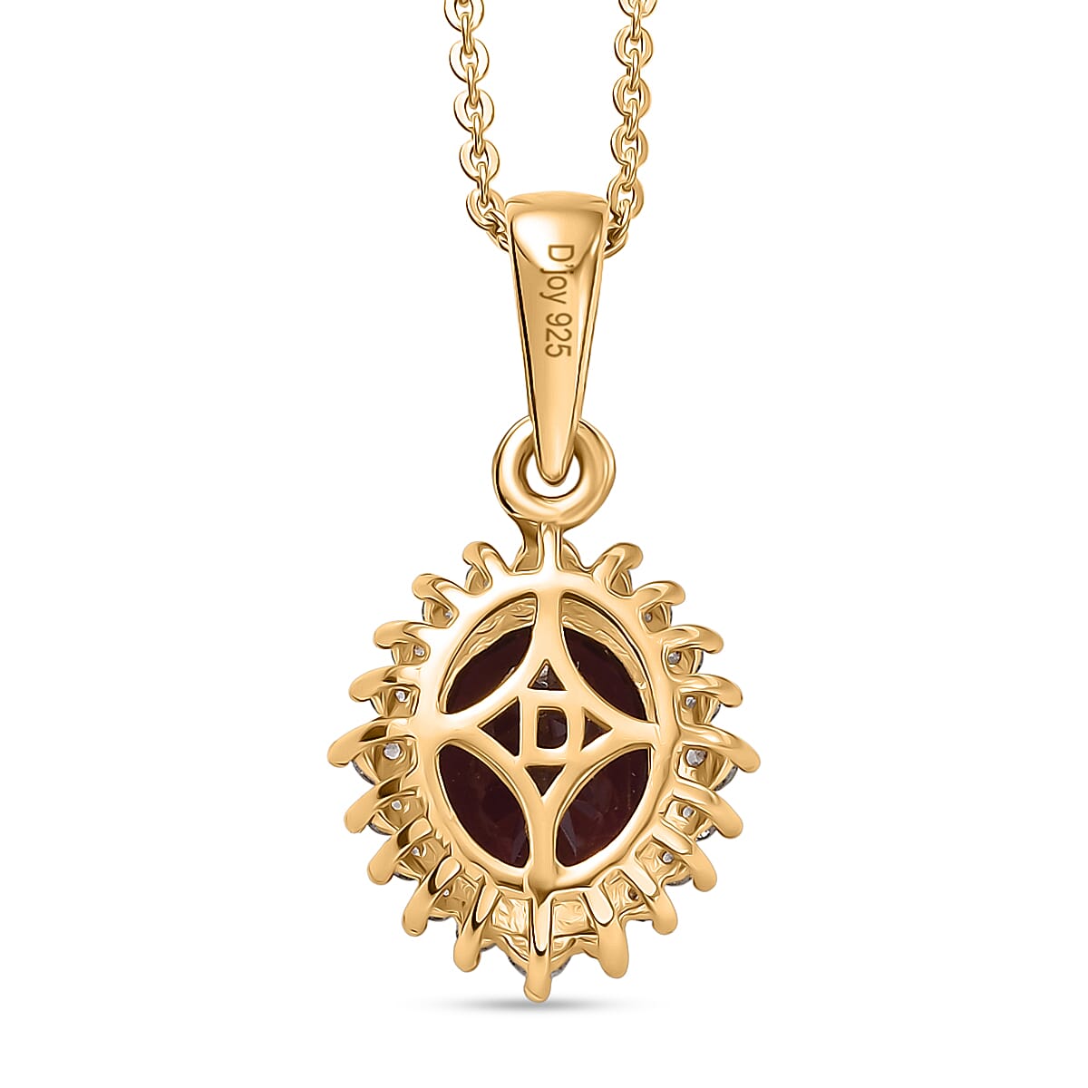 D'Joy Orissa Natural Rhodolite Garnet, White Zircon Halo Pendant with Chain (Size 20) in 18K Vermeil Yellow Gold Plated Sterling Silver 3.02 Ct. 4446485 5