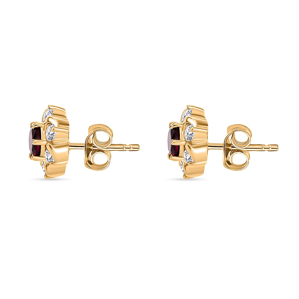 Orissa Natural Rhodolite Garnet &amp; White Zircon Earring with Push Back in 18K Vermeil Yellow Gold Plated Sterling Silver 1.82 Ct. 8035081 4