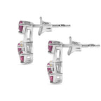 Rhodolite Garnet & Yellow Sapphire Solitaire Stud Push Back Earring in Rhodium Overlay Sterling Silver