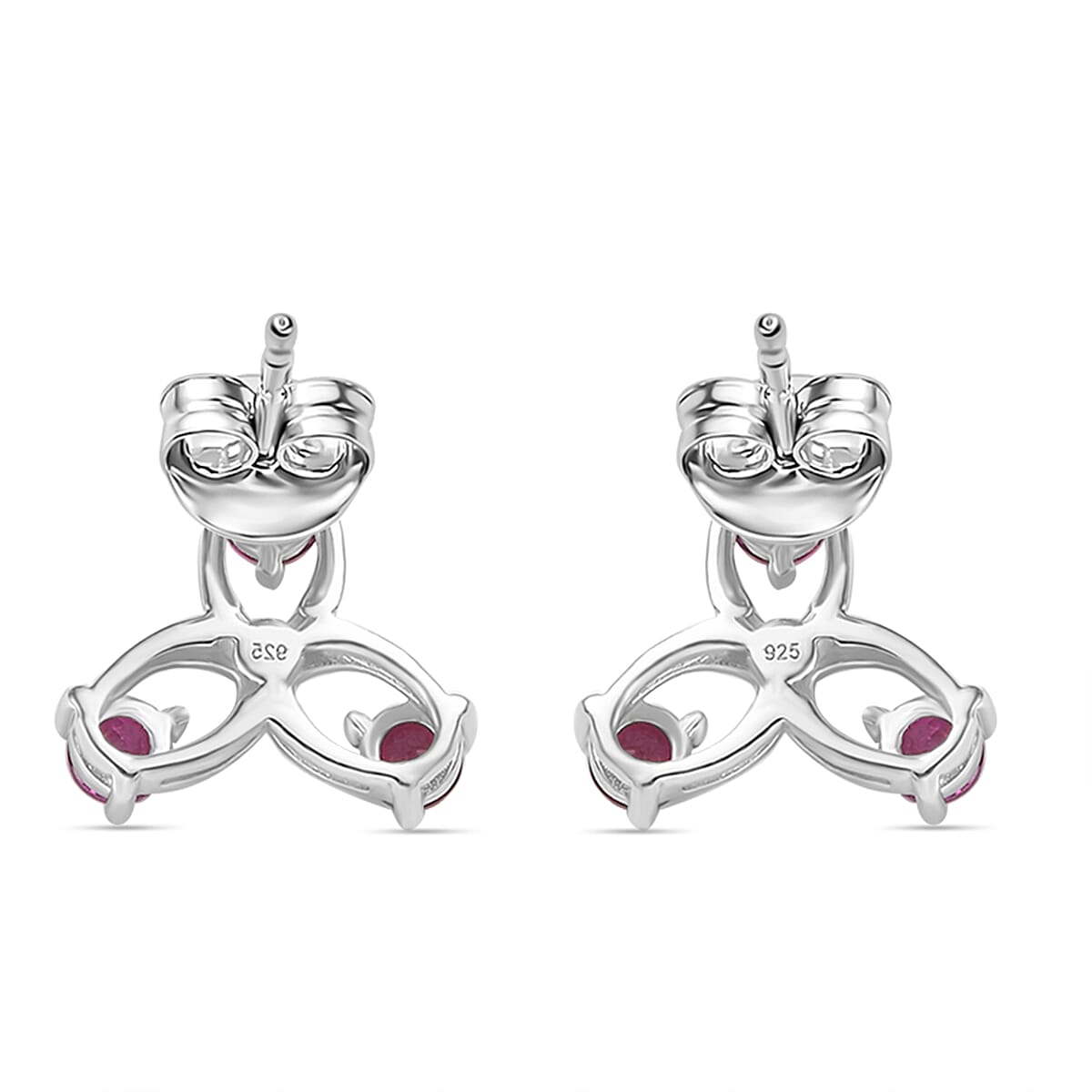 Rhodolite Garnet &amp; Yellow Sapphire Solitaire Stud Push Back Earring in Rhodium Overlay Sterling Silver 8101891 5