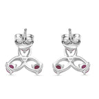 Rhodolite Garnet & Yellow Sapphire Solitaire Stud Push Back Earring in Rhodium Overlay Sterling Silver