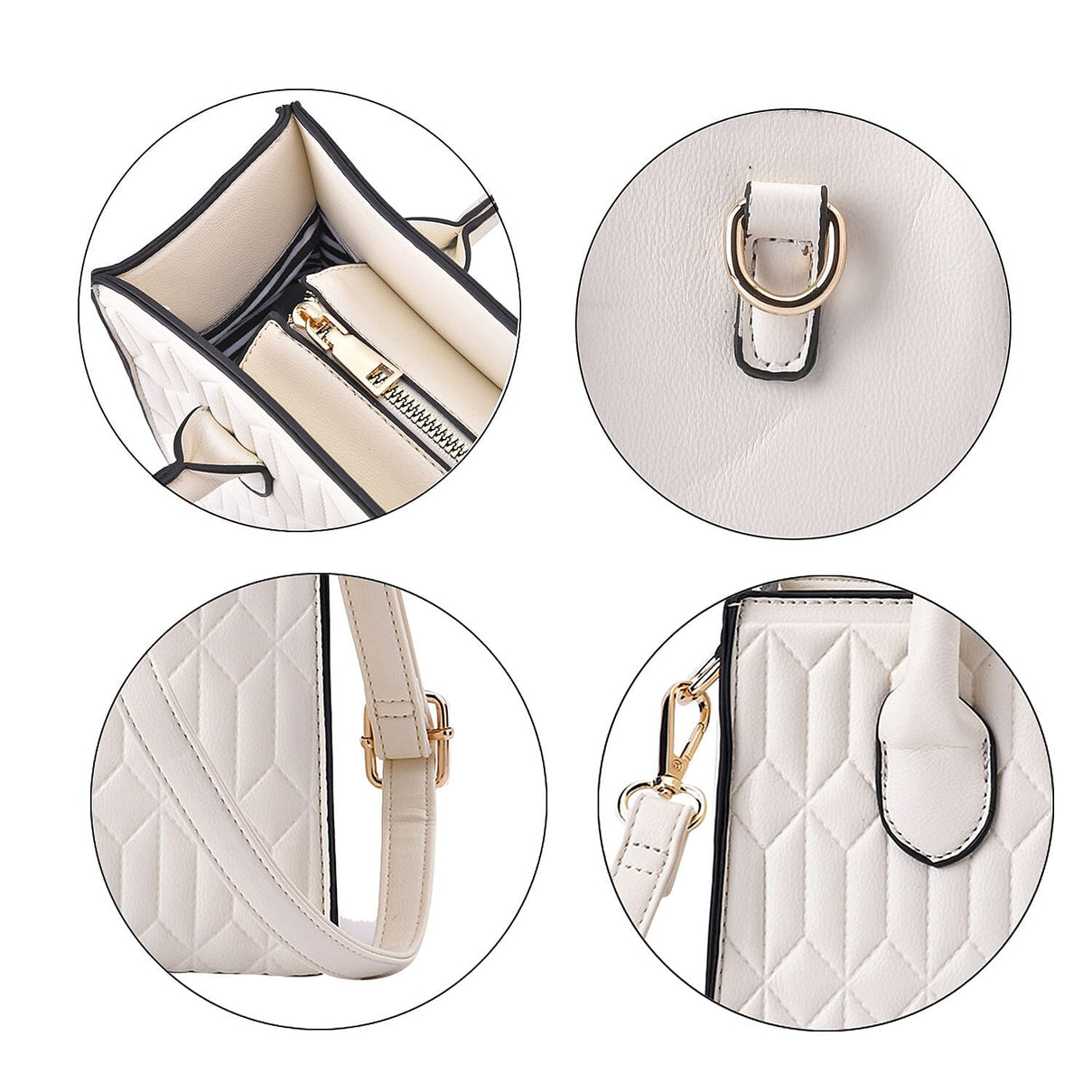 Ribbed Pattern Crossbody Bag - White 7263664 5