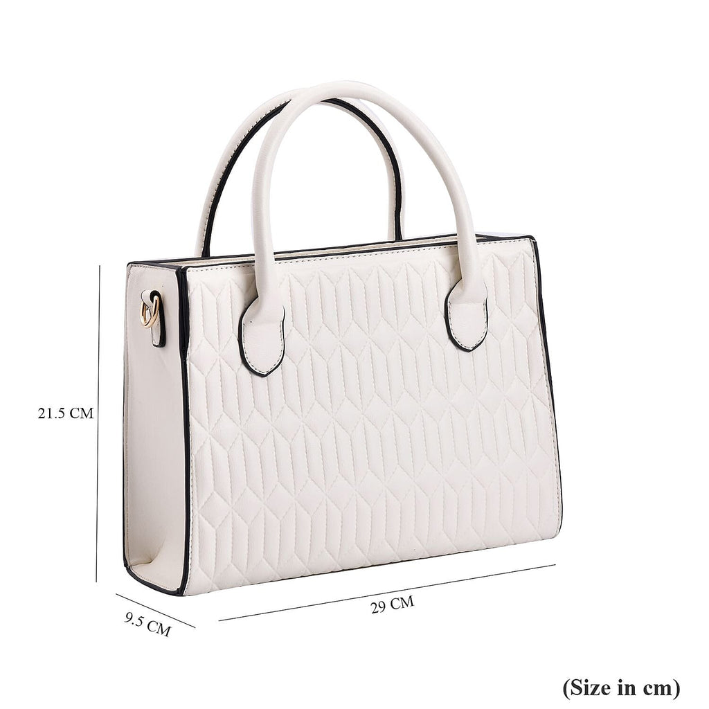 Ribbed Pattern Crossbody Bag - White