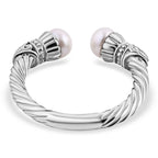 Royal Bali Collection - 18K Yellow Gold & Sterling Silver White Pearl Twisted Cuff Ring