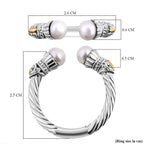 Royal Bali Collection - 18K Yellow Gold & Sterling Silver White Pearl Twisted Cuff Ring