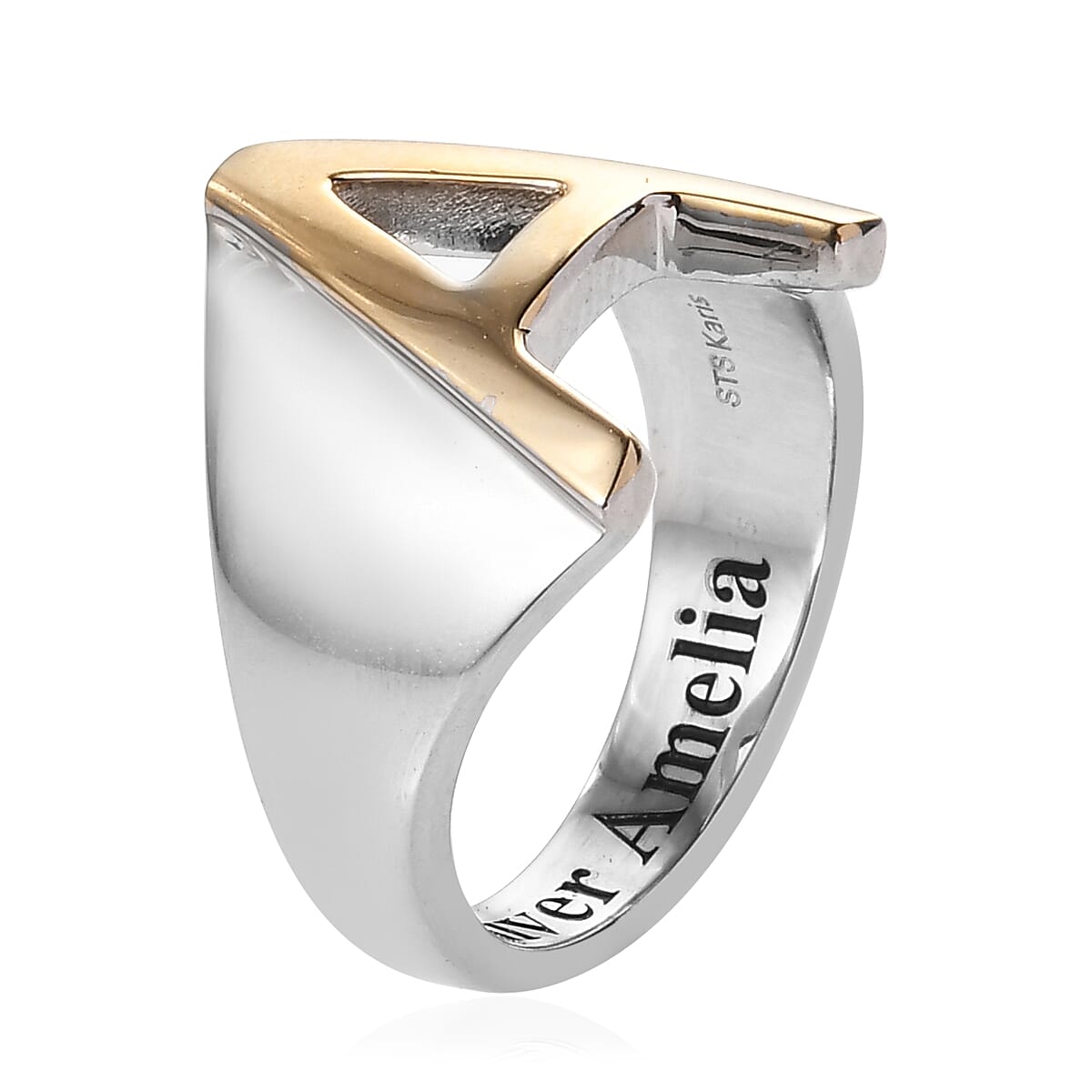 Personalised Engravable Initial A Ring in Yellow Gold Tone 7584563 3