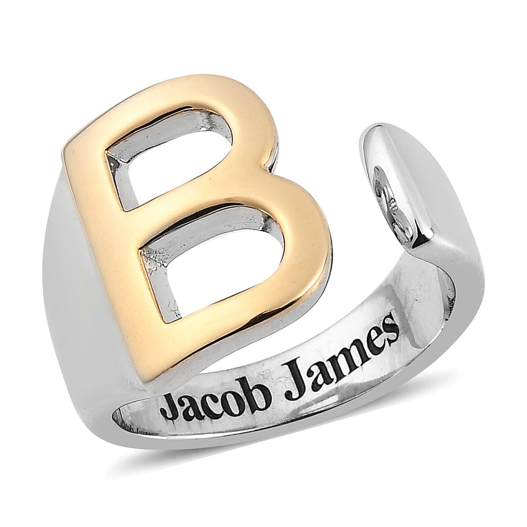 EverTrue - Initial-B Adjustable Ring in Two Tone Plating