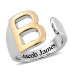 EverTrue - Initial-B Adjustable Ring in Two Tone Plating