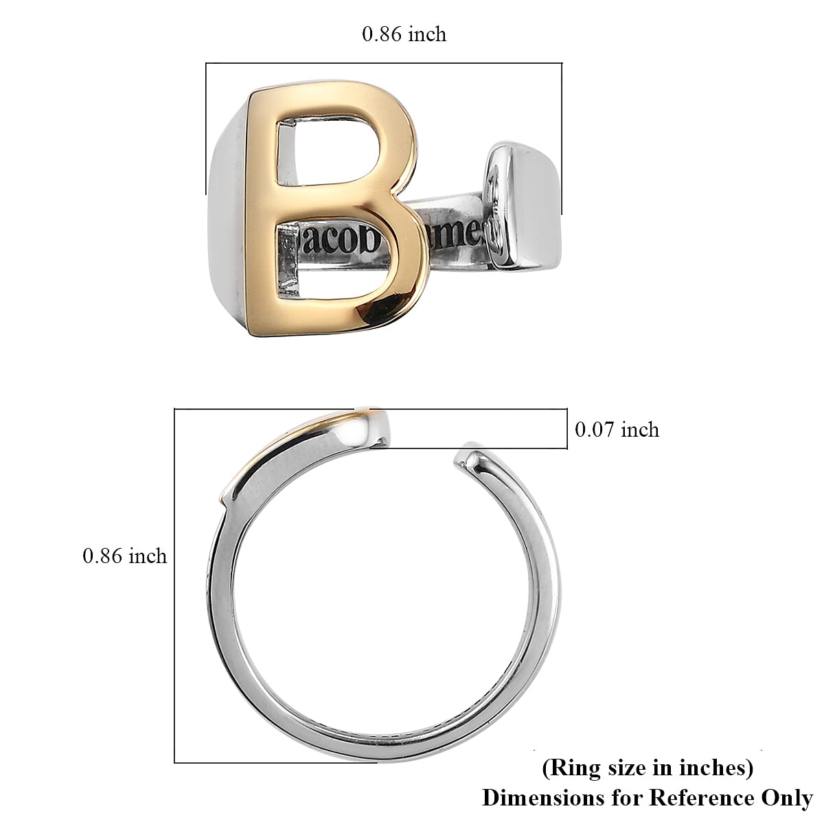 Personalised Engravable Initial B Ring in Yellow Gold Tone 7584591 2