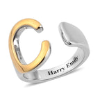 EverTrue - Initial-C Adjustable Ring in Two Tone Plating
