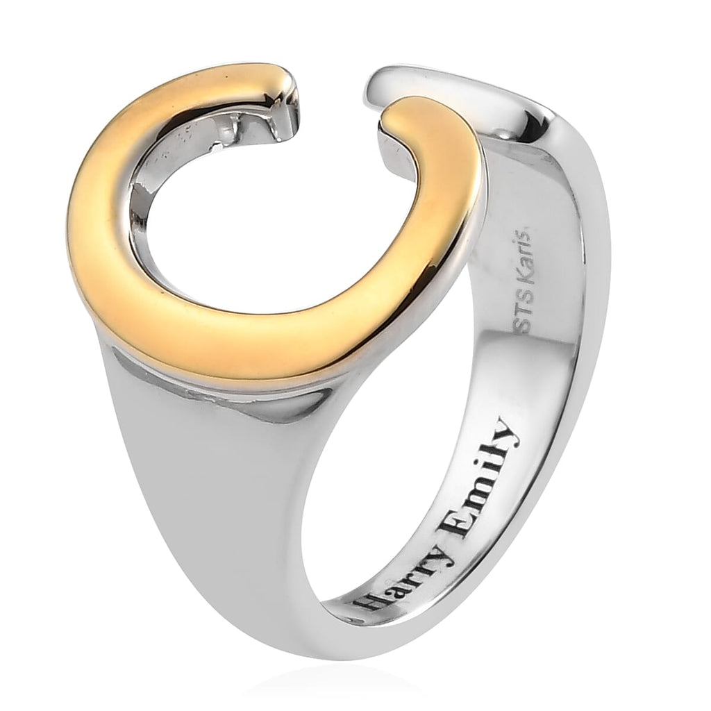 EverTrue - Initial-C Adjustable Ring in Two Tone Plating