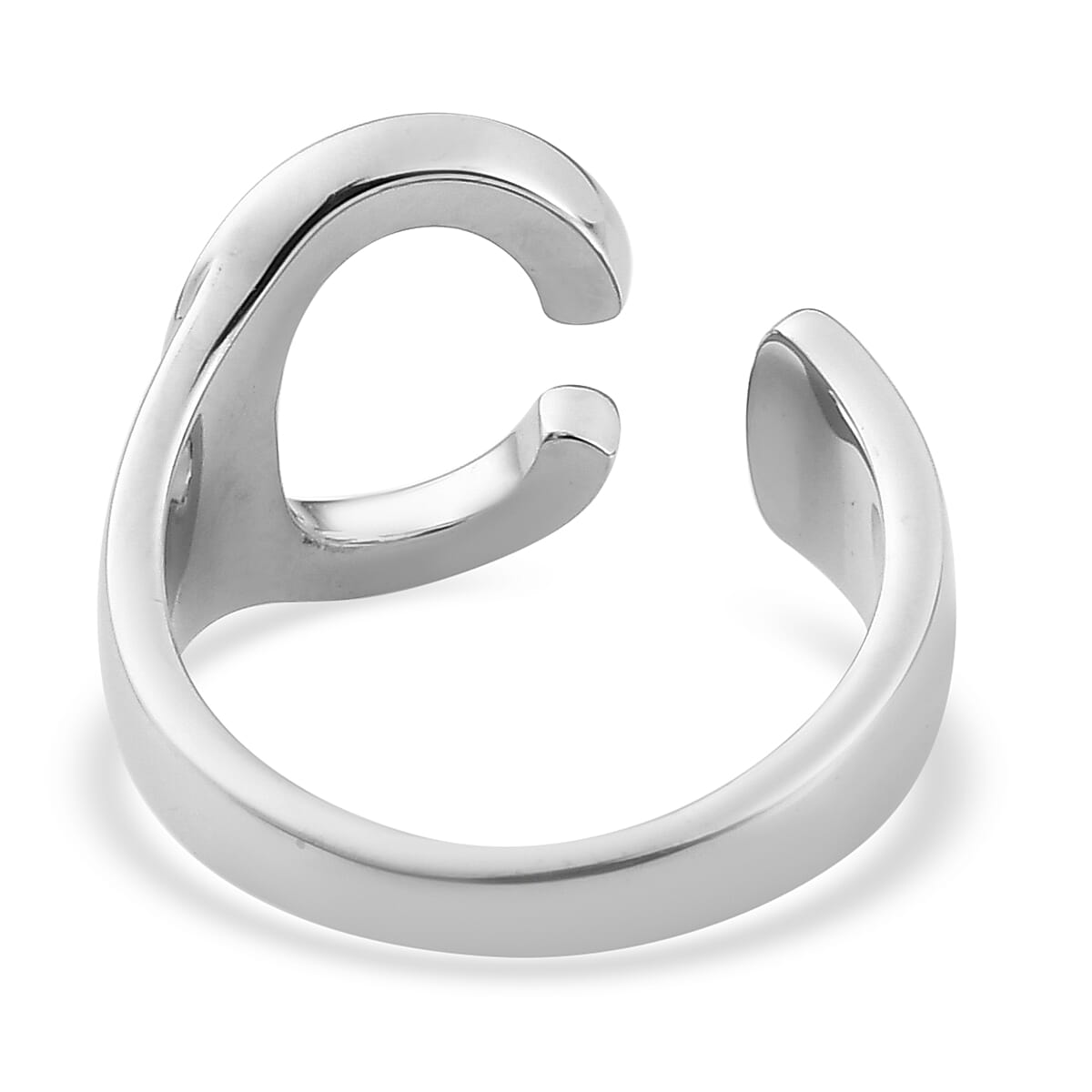 Personalised Engravable Initial C Ring in Yellow Gold Tone 7584605 4