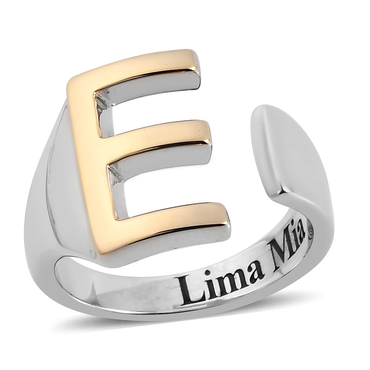 Personalised Engravable Initial E Ring in Yellow Gold Tone 7785407 0