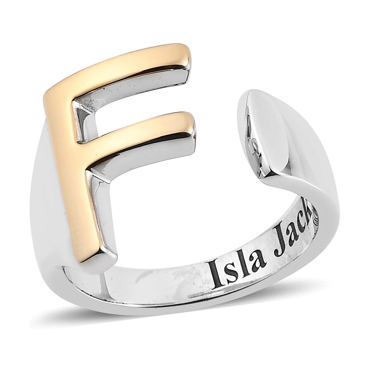 EverTrue - Initial-F Adjustable Ring in Two Tone Plating 7785422 0