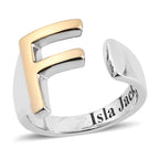 EverTrue - Initial-F Adjustable Ring in Two Tone Plating