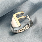 EverTrue - Initial-F Adjustable Ring in Two Tone Plating