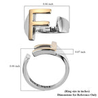 EverTrue - Initial-F Adjustable Ring in Two Tone Plating
