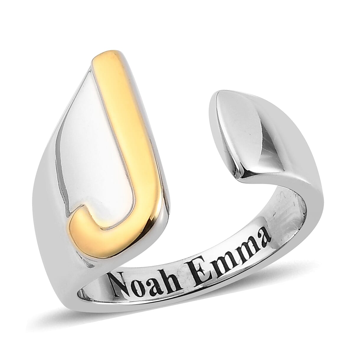 Personalised Engravable Initial J Ring in Yellow Gold Tone 7785464 0