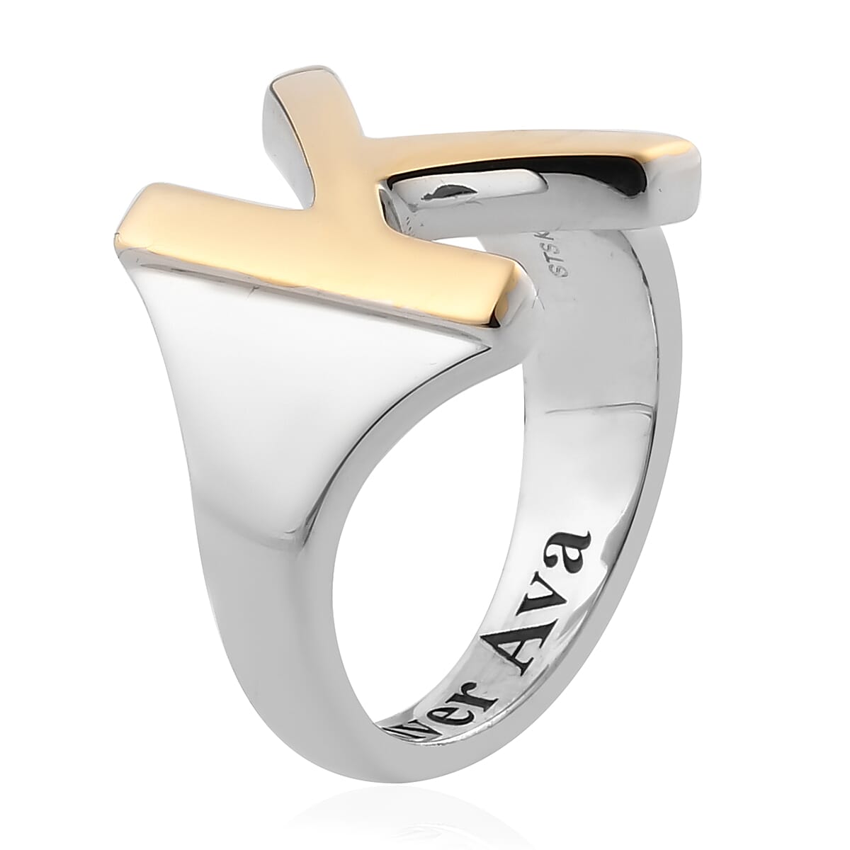 Personalised Engravable Initial K Ring in Yellow Gold Tone 7785216 3