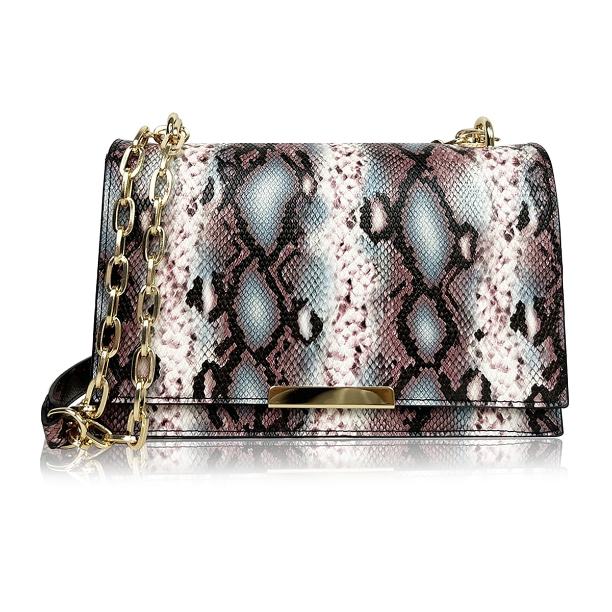 Rome Closeout Deal - Snake Pattern Crossbody Bag- Black and Pink 7238243 0