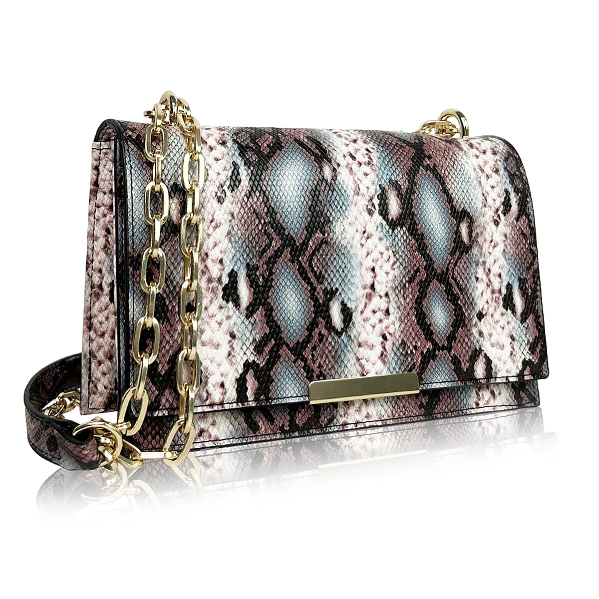 Rome Closeout Deal - Snake Pattern Crossbody Bag- Black and Pink 7238243 1