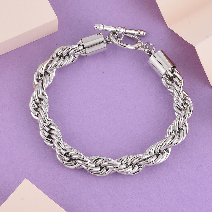 Heavy Rope Bracelet with Bar Clasp (Size - 7.5) in White V32727132 2