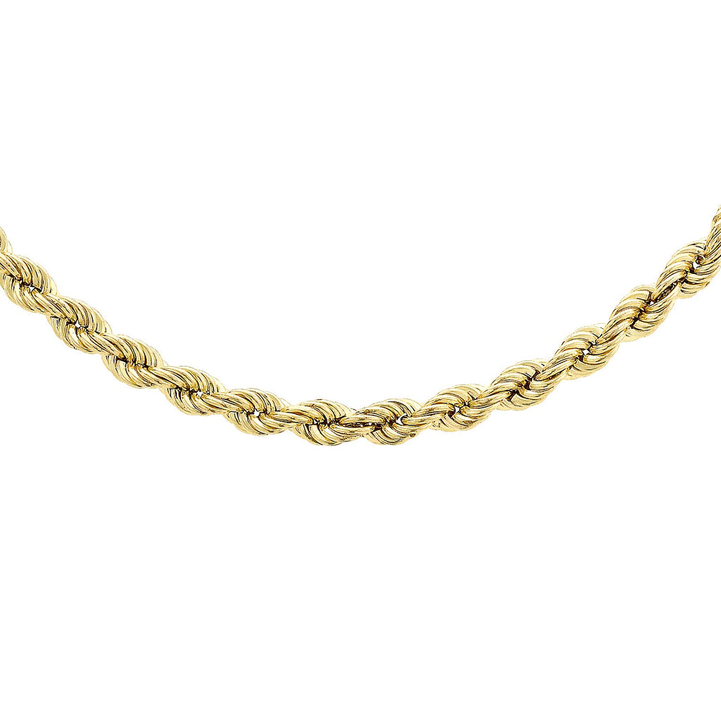 9K Yellow Gold Rope Chain With Spring Ring Clasp (Size - 16)