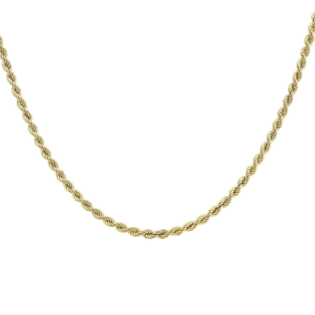 9K Yellow Gold Rope Chain With Spring Ring Clasp (Size - 16)